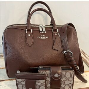 Coach Maple Large Rowan With Matching Wallet and Card Holder